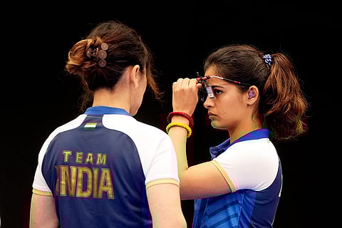 Manu Bhaker during the 25m Pistol Women’s Final
